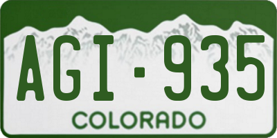 CO license plate AGI935