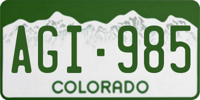 CO license plate AGI985