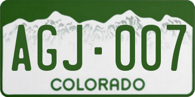 CO license plate AGJ007