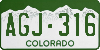 CO license plate AGJ316