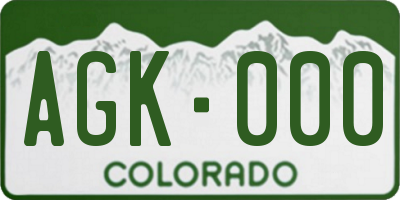 CO license plate AGK000