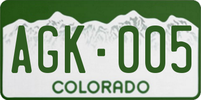 CO license plate AGK005