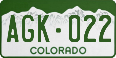 CO license plate AGK022