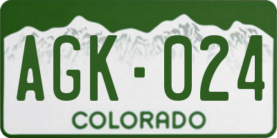 CO license plate AGK024