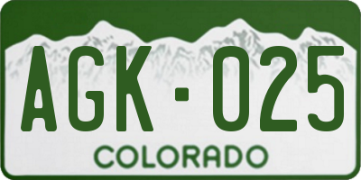 CO license plate AGK025