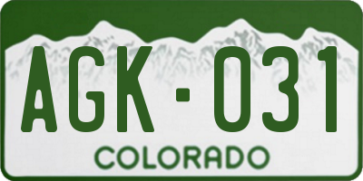 CO license plate AGK031
