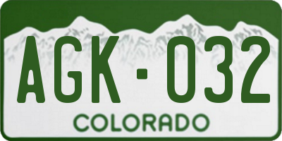 CO license plate AGK032