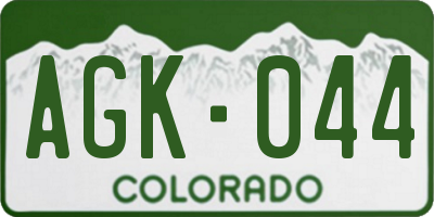 CO license plate AGK044