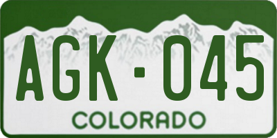 CO license plate AGK045