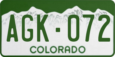 CO license plate AGK072