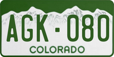 CO license plate AGK080