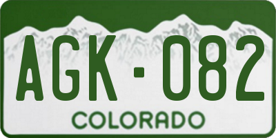 CO license plate AGK082