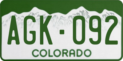 CO license plate AGK092