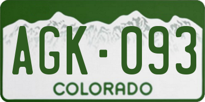 CO license plate AGK093