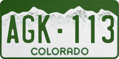 CO license plate AGK113