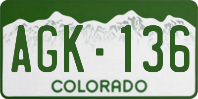 CO license plate AGK136