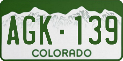 CO license plate AGK139