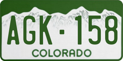 CO license plate AGK158