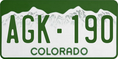 CO license plate AGK190