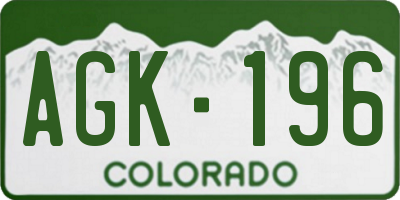 CO license plate AGK196