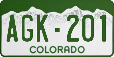 CO license plate AGK201