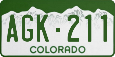 CO license plate AGK211