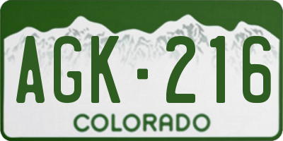 CO license plate AGK216