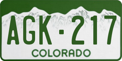 CO license plate AGK217
