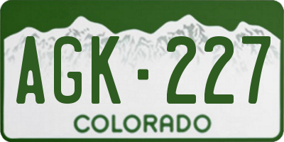 CO license plate AGK227