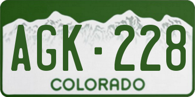 CO license plate AGK228
