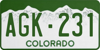 CO license plate AGK231