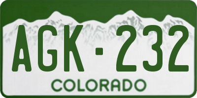 CO license plate AGK232