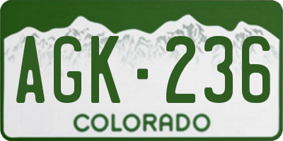 CO license plate AGK236