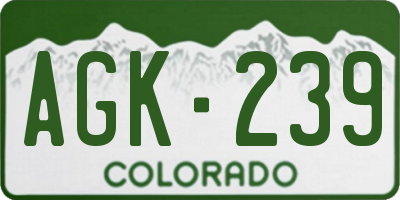 CO license plate AGK239