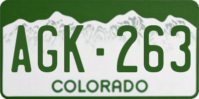 CO license plate AGK263