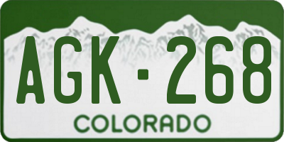 CO license plate AGK268