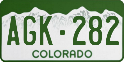 CO license plate AGK282
