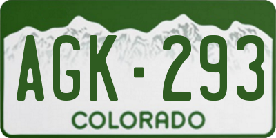 CO license plate AGK293