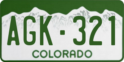 CO license plate AGK321