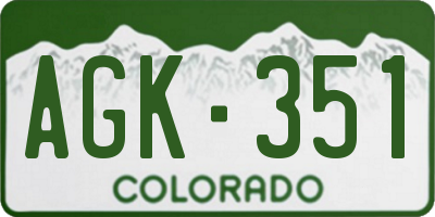 CO license plate AGK351