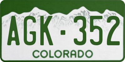 CO license plate AGK352
