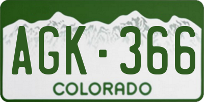 CO license plate AGK366
