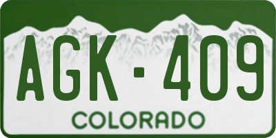 CO license plate AGK409