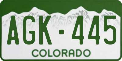 CO license plate AGK445