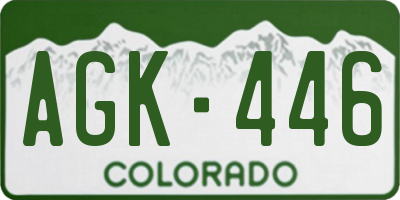CO license plate AGK446