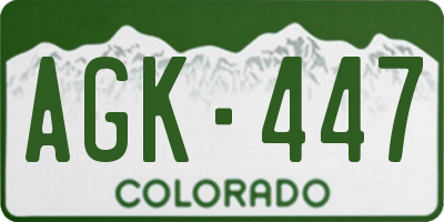 CO license plate AGK447