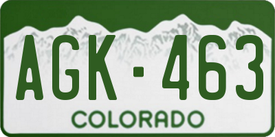 CO license plate AGK463