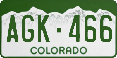 CO license plate AGK466