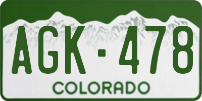 CO license plate AGK478