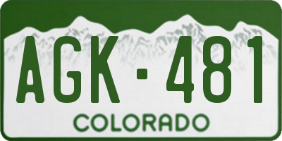 CO license plate AGK481